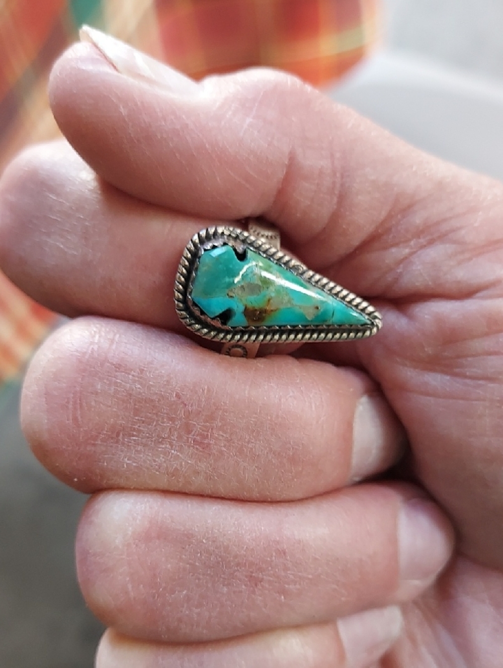 TurquoiseSterling Silver Ring Size 8 Native American - Picture 10 of 10